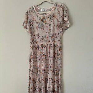Ten Sixty Sherman Girls, Pink Floral Short Sleeved Dress Girls Size M (10-14)